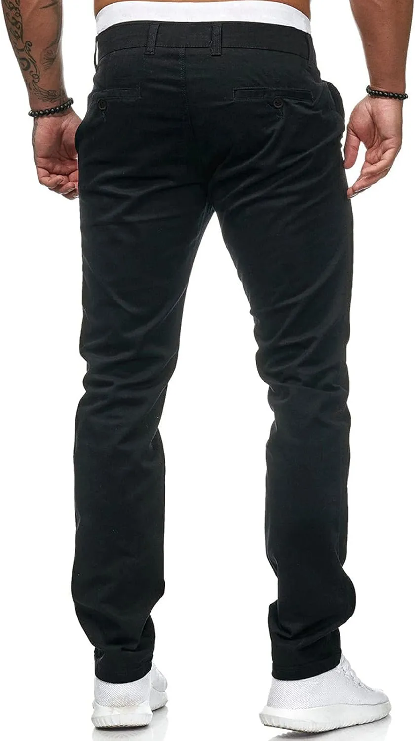 ZHUER Men's Casual Pants Slim Fit Stretch Flat-Front Skinny Dress Pants Full Length Mid Waist Chino Pants Work Sport Trousers