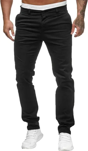 ZHUER Men's Casual Pants Slim Fit Stretch Flat-Front Skinny Dress Pants Full Length Mid Waist Chino Pants Work Sport Trousers